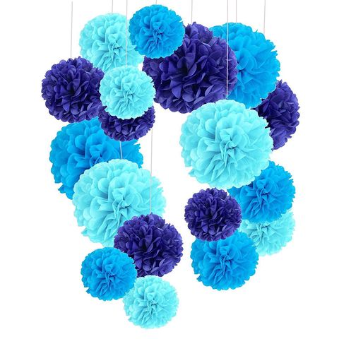 18PCS 6/8inch Blue White Round Chinese Paper Lanterns Tissue Paper