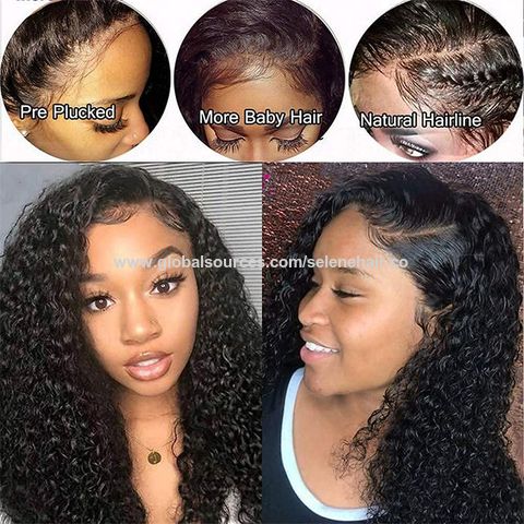 Peruca lace front, cabelo humano, brasileiro, encaracolado, 13x4, com baby  hair, nós branqueados - AliExpress