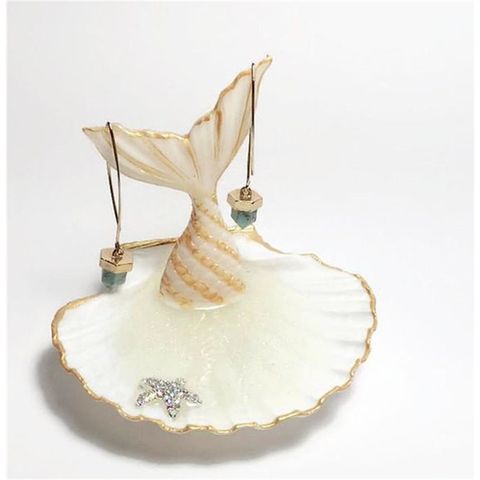 Handmade Shell Glitter Tray Sea Ring Blue Holder Trinket Mermaid | Jewelry  Organizers | gdculavapadu.ac.in