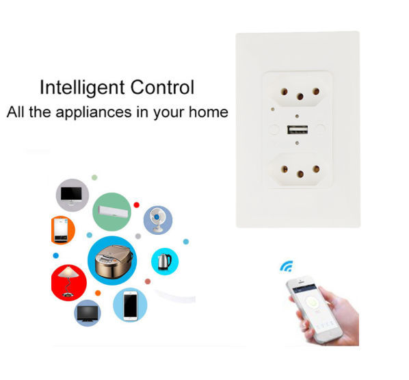 China Smart wifi brazilian two outlets inwall socket plug remote ...