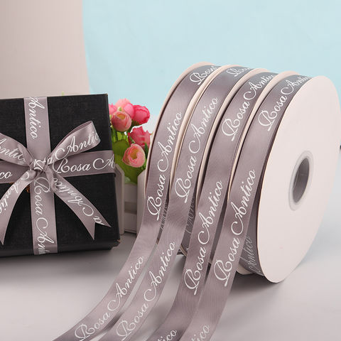 High Quality Printed Brand Name Logo Satin Polyester Ribbon Designer Ribbon  in Roll For Decoration Gift Packaging wholesale