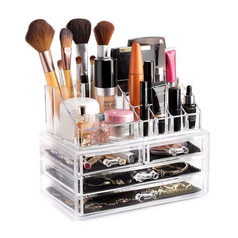 Acrylic Make-up Box Storage Box Large Capacity Jewelry Cosmetics Storage  Box With Drawer Plastic Lipstick Rack Debris Container - Makeup Organizers  - AliExpress