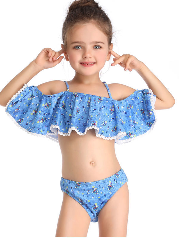 Geometric Printed Kids Bikini Swimming Blue Split Girls Swimwear - China  Children Swim Wear and Fashion Kids Swimwear price