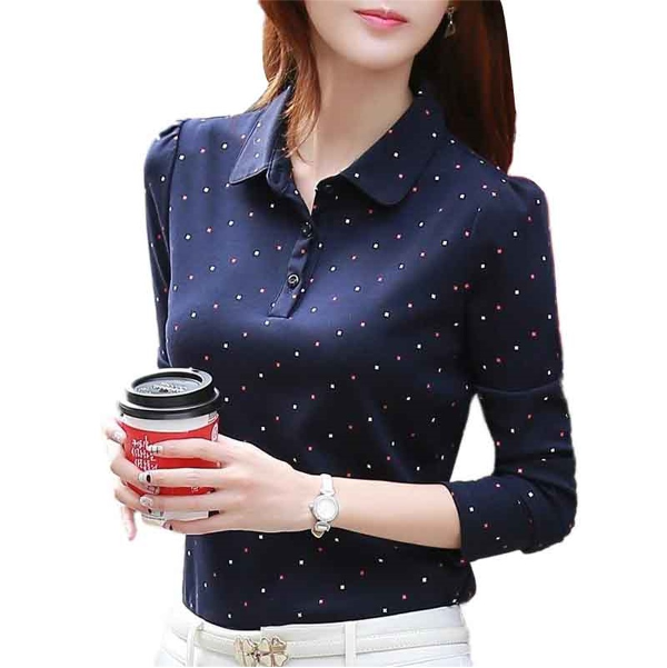 Ladies long sleeve 2024 cotton polo shirts