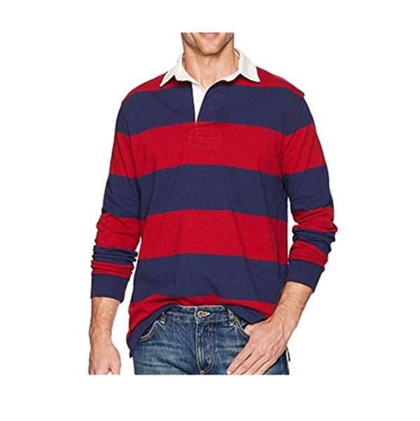 long sleeve striped polo mens
