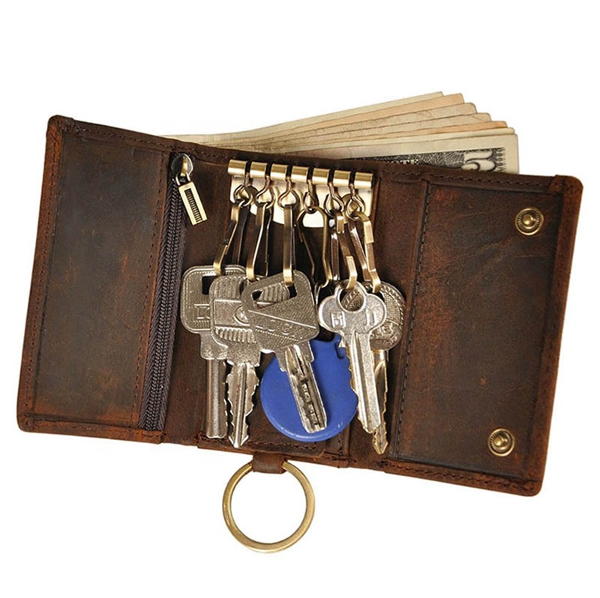 Genuine Leather Key Case Universal Car Keychain Holder Multifunctional Coin Organizer Pocket Key Fob Protector Wallet Pouch
