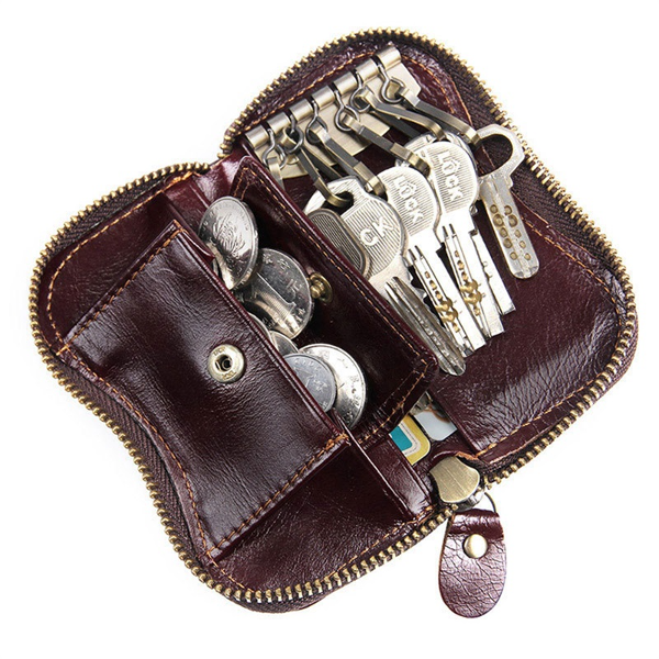 Men's Genuine Cowhide Leather Keychain Wallets