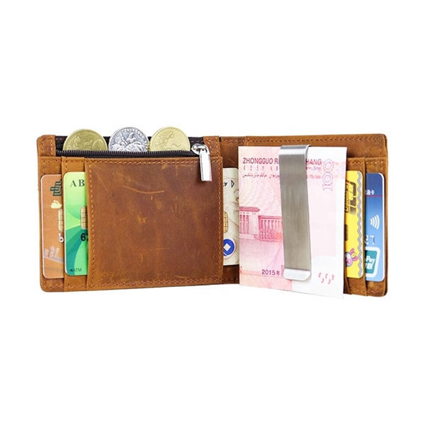 Wholesale New arrival 2023 slim genuine leather men purse RFID blocking  money clip designer card holder wallet From m.