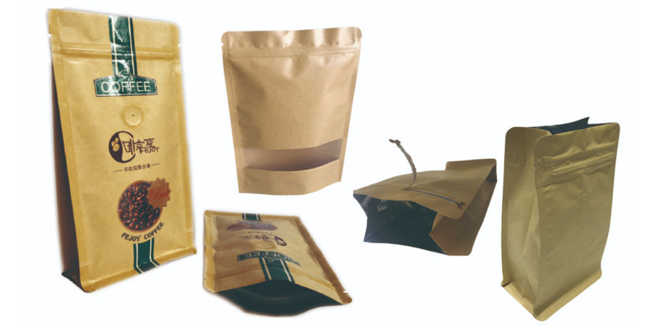 kraft paper coffee bolsa with valve