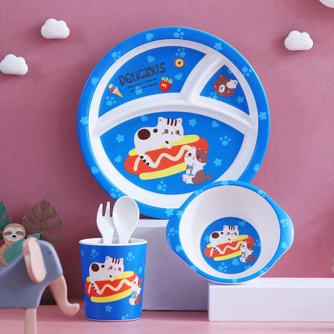 Cartoon Bamboo Fiber Kids Dinnerware Set Baby Utensils Set Child Food Set -  China Bamboo Tableware and Bamboo Dish price