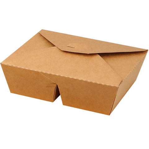 Hot Cold Food Biodegradable Brown Kraft Paper Lunch Box with Lid