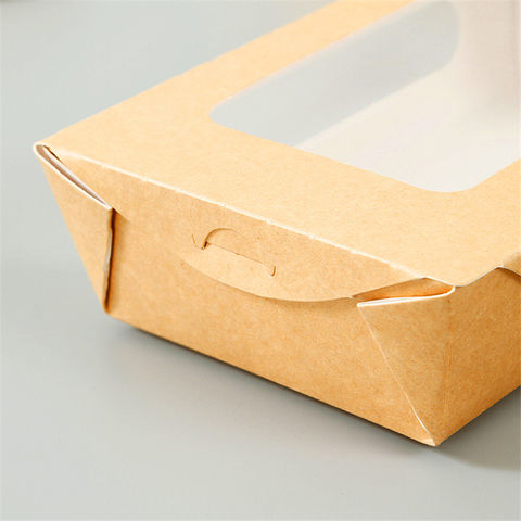 10pcs Disposable Lunch Box With Cover, Kraft Paper Safe & Food Packaging  Container Fast Food Box
