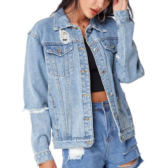 womens denim ripped jacket