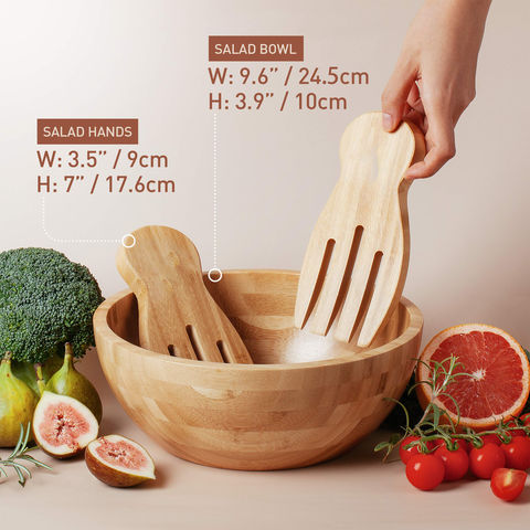 Pattern Extra Large Big Round Bamboo Salad Bowl with Wooden Salad Bowl with  Spoons - China Salad Bowl and Wooden Salad Bowl price