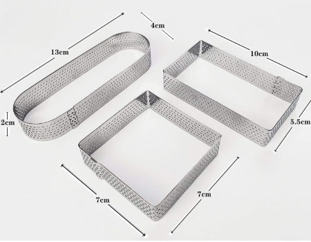 China Stainless Steel 6 Pcs Perforated Oval Rectangular Square Tart ...