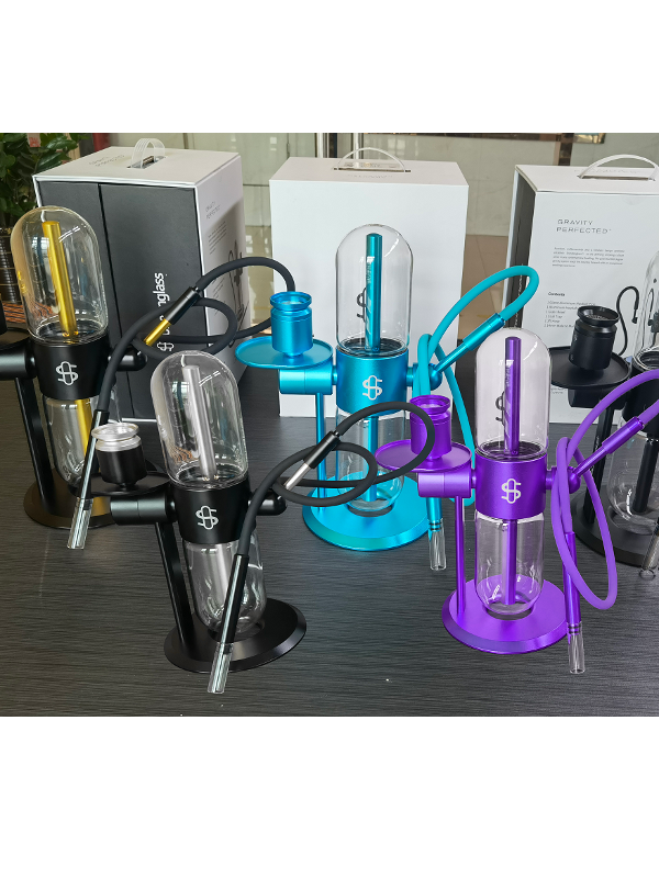 Portable 360 Gravity Bong Hookah Pipe Rotating Glass Shisha Smoking