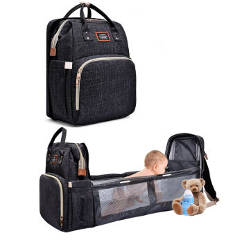 Multifunctional Fashion Baby Black Diaper Bag With Large Capacity