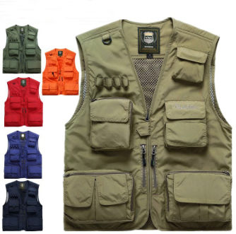 Multi Pocket Fishing Men's Solid Color Work Uniform Safety Cargo