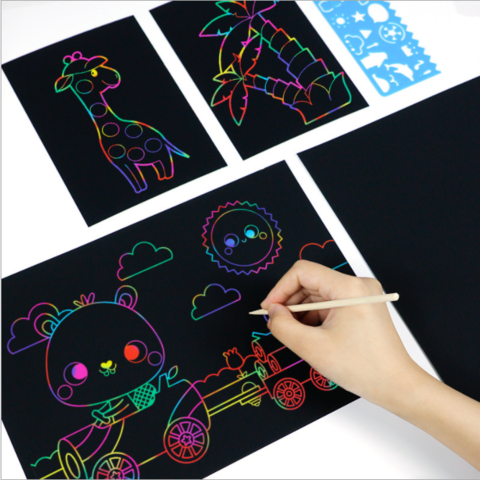 Magic Scratch Painting Art Paper Card Set  Scratch paper art, Diy for  kids, Diy educational toys