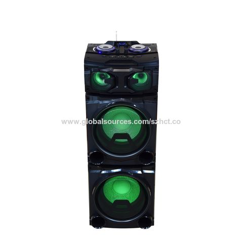 China High quality double 12 inch trolley party speaker with RGB LED ...