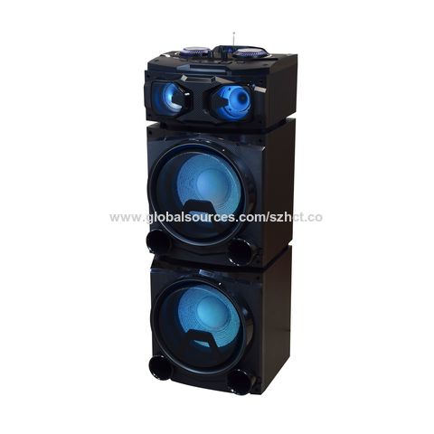 China High quality double 12 inch trolley party speaker with RGB LED ...