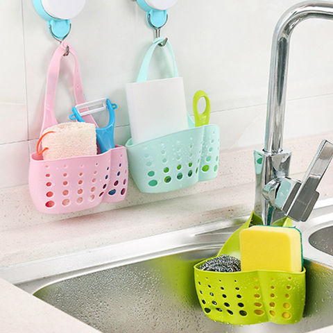 Sink Caddy Sponge Holder for Sink, Double Hanging Ajustable Strap, Silicone  Sponge Caddy with Drain Holes for Drying, Sink Sponge Soap Caddy over