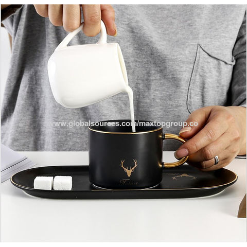 European Household Melamine Plastic Cup Unbreakable Coffee Mug / Saucer