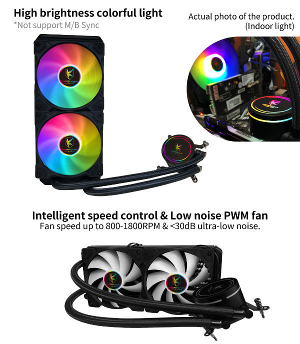RGB Liquid Cooling Fan 240mm for Computer Case, Fan 240mm for Computer