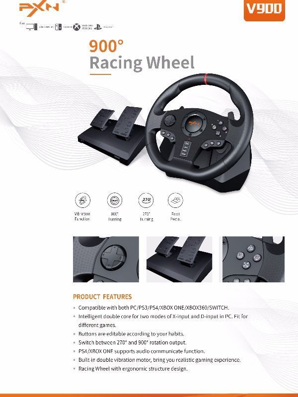 Buy Wholesale China Pxn V900 Wholesale Newest 900 And 270 Degree Steering  Angle Steering Wheel With Big Size Pedals & Video Game Steering Wheel at USD  56.99