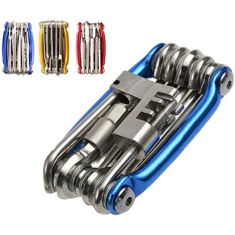 Kit de herramientas de reparación de bicicletas portátil multifuncional 11 en 1 para mantenimiento de bicicletas