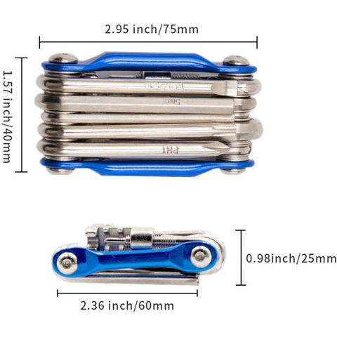 Kit de herramientas de reparación de bicicletas portátil multifuncional 11 en 1 para mantenimiento de bicicletas