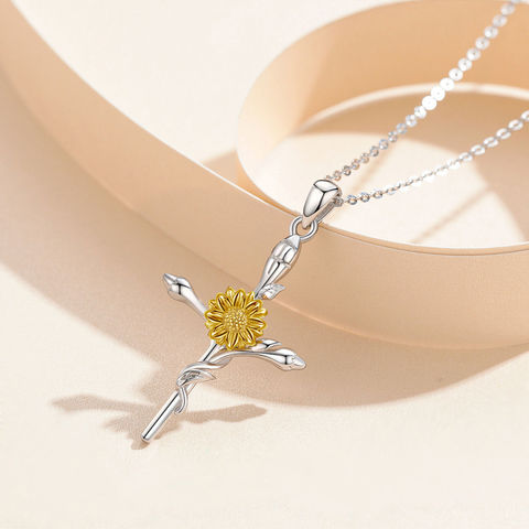 Sunflower hot sale cross necklace