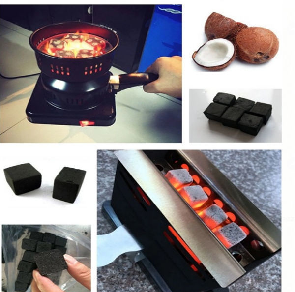 China Less Ash 100 Pure Natural Coconut Shell Briquette Hookah Shisha