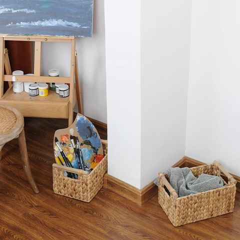 StorageWorks Small Wicker Baskets, Water Hyacinth Baskets with Built-in  Handles, Handwoven Bathroom Baskets for Organizing, Medium & Small, 2 Pack