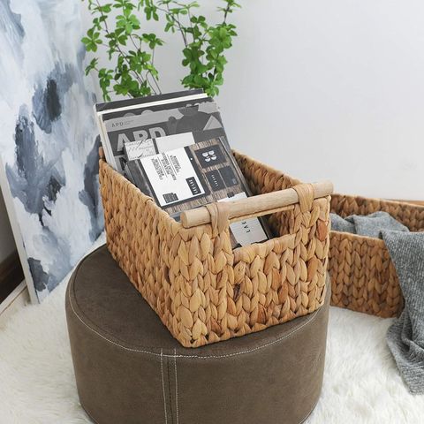 Woven Baskets for Storage, Waterproof Rattan Storage Basket