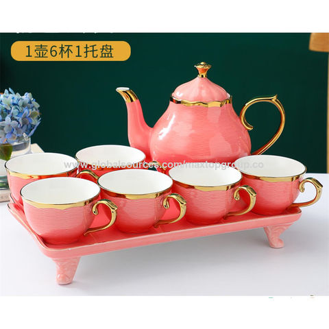 Ceramic Tea Pot with Infusers for Loose Tea -14 ounces Pink Rabbit Design  teapot set pink teapot (Pink teapot 1)