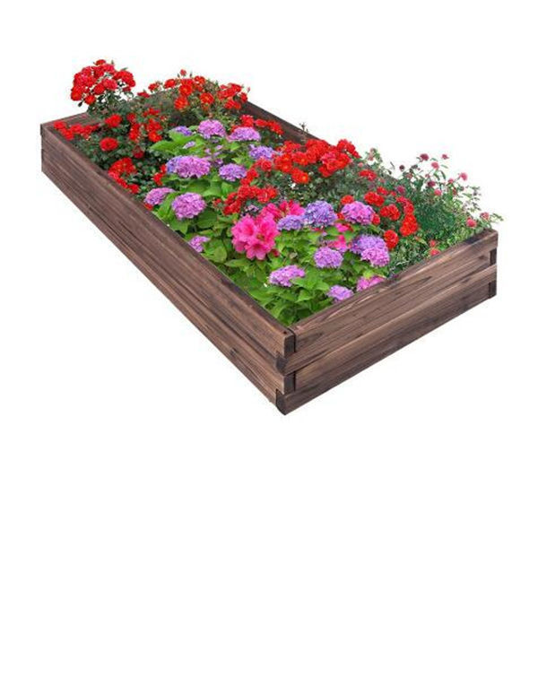 Garden Boxes Bed Wooden Plant Pot, Rectangular Wooden Box For Flowers
