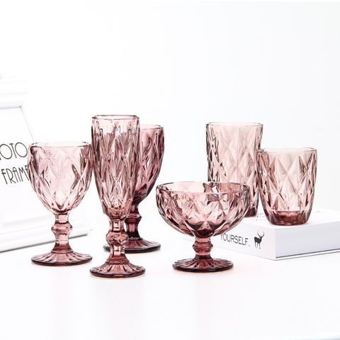 Wholesale! 240ml 300ml European Style Embossed Stained Glass Wine Alcohol  Lamp Thick Goblets From Hc_network002, $1.68