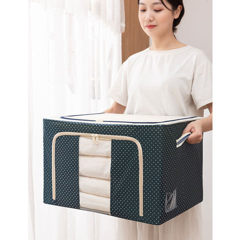 Clothes Storage Organizer Bins Containers, Stackable Storage Bins-foldable  Oxford Cloth Steel Frame Storage Box For Clothing Storage Reinforced Handle