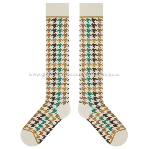 Autumn and Winter New British Grid Retro college-style long socks plaid cotton socks leg socks