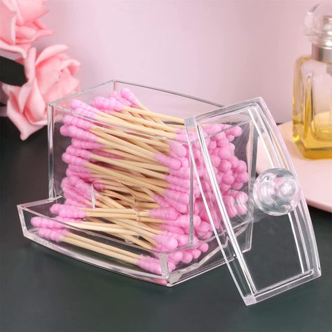  Qtip Holder Travel Case, Clear Acrylic Cotton Swab