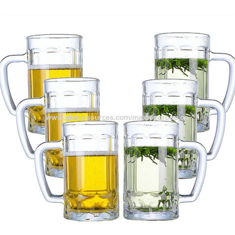 Buy Wholesale China Glass Beer Mugs With Handle Set Of 2 Heavy