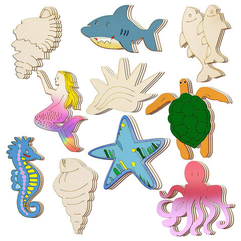 Buy Wholesale China Unfinished Wood Cutouts Ocean Animals Wooden