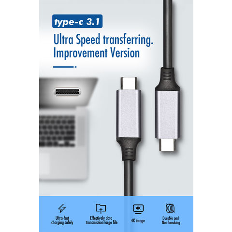 Câble USB-C vers USB-C Fast-X 100W/5A (2 mètres) 10Gbps - Blanc