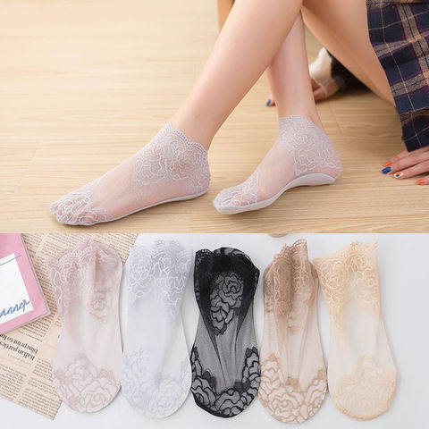 Newly Design 3 Pairs=6 pieces Women's Socks Crystal Thin