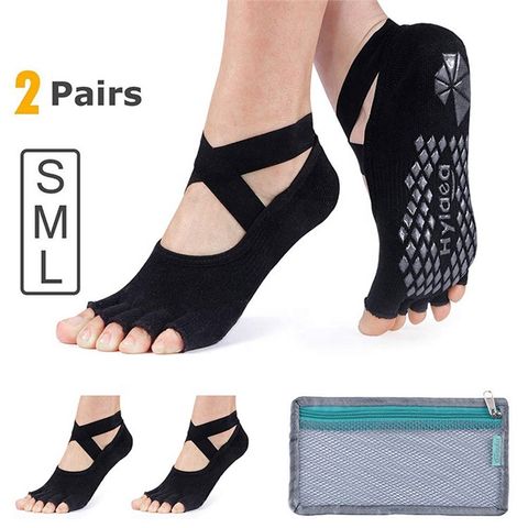 2pairs Yoga Socks For Women Non-slip Grips Straps, Ideal For