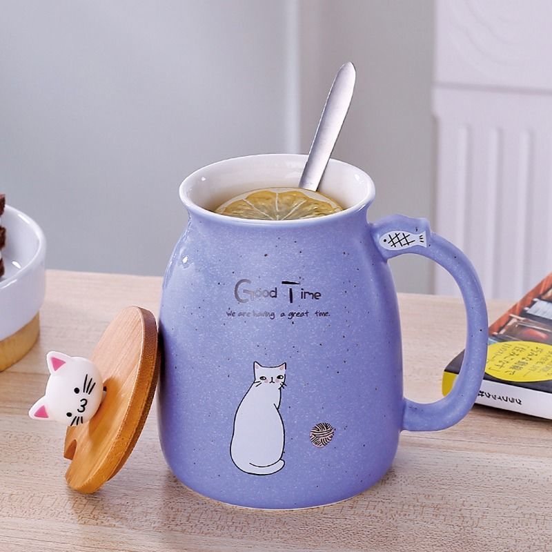 Ceramics Coffee Cups Mug, Ceramic Mug Lid Kids, Ceramics Cat Mugs