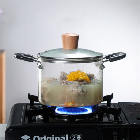 China big size transparent clear pyrex glass cooking pot with