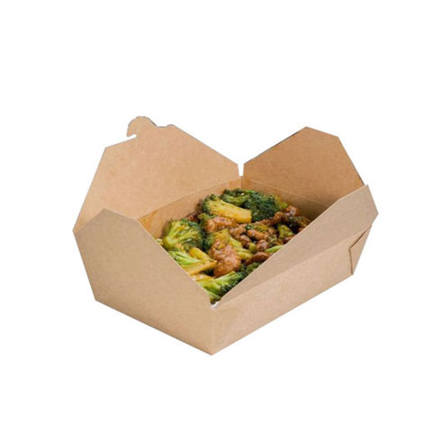 Disposable takeout plastic handle food paper container with dish tray