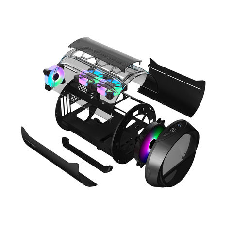Boîtier d'Ordinateur Gaming ATX avec Conception de Tunnel d'Alimentation et Couvercle Latéral d'Alimentation Amovible